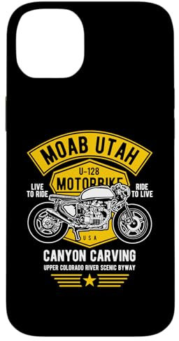 Carcasa para iPhone 14 Plus Moab Utah U-128 Retro Motocicleta Canyon Carving Diseño