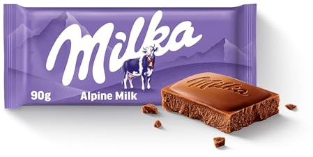 Milka Alpine Milk Chocolate Bars, Smooth Creamy Sharing, 90 g (25-Pack) | Smooth Alpine Milk Chocolate Bars, Perfect for Sharing, 90 g Size in a Bulk Buy Pack of 25