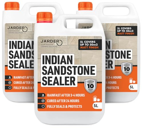 Jarder Indian Sandstone Patio Sealer 3 x 5L - Seal and Protect Your Patio, Driveway and Paths for up to 10 Years - Weatherproof Sealant Solution - Covers 150m2