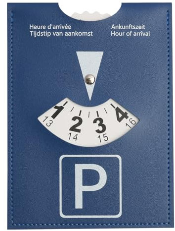 eModwey Luxus Parkscheibe Maxi aus weichem Kunstleder, Soft-Touch, für Auto, Motorrad, Wohnmobil, 10 x 13cm, Blau