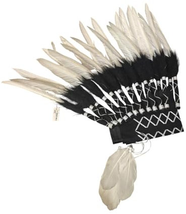 rockible Federkopfschmuck dekorative Erwachsene Kostüm indischer Hut, Schwarz-Weiss