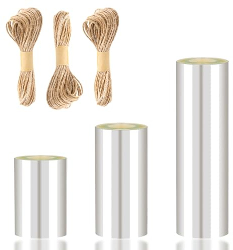 3 Rolls Acetate Cake Collars, 10cm/15cm/20cm x 10M Clear Thickened Acetate Sheets for DIY Baking Cakes, Chocolate Mousse, Cake Decorating - Transparent Cake Strips with 3 Rolls Strings