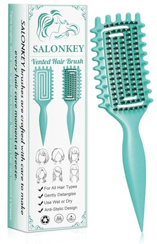 Lockenbürste für Locken, sanftes Entwirren & Styling ohne Ziepen, ergonomischer Griff, antistatisch, geeignet für Damen, Herren & Kinder, auch als haarbürste (Grün)