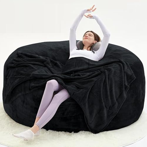 Générique Fauteuil Pouf Adulte,Bubble Sofa,Gros Pouf geant XXL, Doux et Confortable démontable Facile à Nettoyer, adapté à la Chambre à Coucher, dortoir Chaise de Lecture (Black, 150 cm(XL))