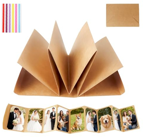 Fotoalbum zum Selbstgestalten, 2 Stück Fotobuch zum Einkleben, DIY Fotoalbum Kleine, Kraftpapier Leporello für Fotos 10x15 Kann als Abschluss Geschenk, Geburtstagsgeschenk, Hochzeitstagsgeschenk