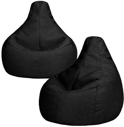 icon Performance Mesh Gaming Bean Bag Chair, Black, 2 Pack, Large Adult Bean Bag with Filling Included, Comfy Chair, Bedroom Furniture, Gamer Gifts, Gaming Room, Gaming Room Accessories