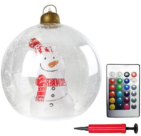 Pallina di Natale gonfiabile gigante luminosa 24 - Decorazione natalizia per esterni con LED e telegistratore, palla di Natale video per giardino, cortile, portico, decorazione per feste di Natale (C