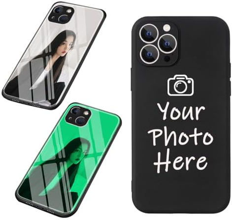 CXML&DASHE Individuelle Foto-Schutzhülle für iPhone 17/16/15/14/13/12/11/XR/X, leuchtet im Dunkeln, personalisiertes Bild mit Rückseite aus gehärtetem Glas, stoßfester Fallschutz, schlanke Passform