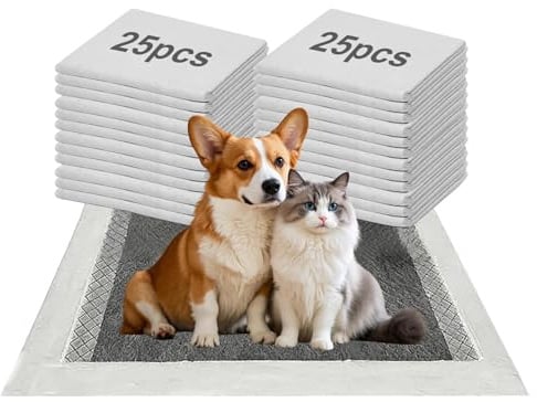 PRITOK Rabbit Cage Liners: 50PCS Bamboo Charcoal Odor Control Thickened Absorbent Guinea Pig Pee Pads, Non-woven Leak-Proof Rabbit Pee Pads, Rabbit Hutch, for Pets Training Home Cleanliness (60×45cm)