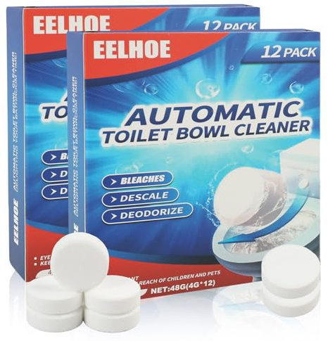 24 PCS Extra Starke WC Reiniger Tabs gegen Urinstein & Kalk, Toilettenreiniger für Spülkasten & Schüssel, Selbstschäumende Reinigung mit Frischem Duft, Lang anhaltende Hygiene für Toilette
