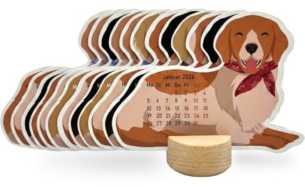 Kalender 2026, Tischkalender 2026 mit Hunden,12 Geformte Hundemotive, Kreativer Standkalender für Schreibtisch & Büro, Süßes Geschenk für Hundeliebhaber & Tierfreunde, 3D Hunde Kalender 2026