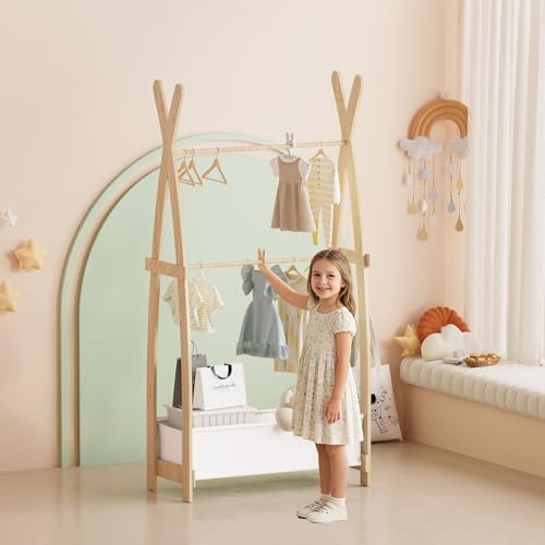 KEEPREAPER Kindergarderobe für Kinderzimmer, Mädchen (82 x 43 x 180cm)