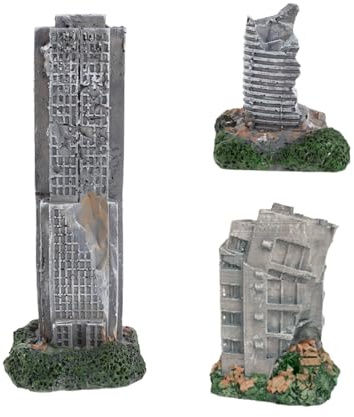 YPBEW Von 3 beschädigten Architekturmodellen Aquarium für Pet City Ruins Aquarium Dekore