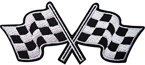 Karierte Flagge, bestickt, zum Aufbügeln oder Aufnähen, kariert, F1-Rennwagen-Abzeichen