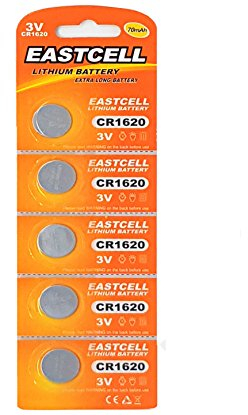 5 x CR1620 3V Lithium Knopfzelle 70 mAh (1 Blistercard a 5 Batterien) EINWEG Markenware EASTCELL