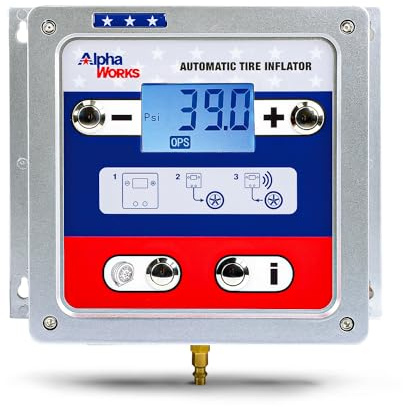 Automatic Tyre Pressure Gauge Wall Mounted Digital Inflator Deflator Professional 110~240V + AC102 1/4 Inch BSP Air Chuck + 9 meter Hose With Tmps Of: Bar PSI Kpa Kgf For All Vehicle Tyres