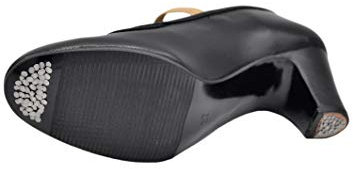 ZAPATOP 24 Zapatos de Baile Profesional de Piel, con elástica y Clavos en el talón, Hechos en España NIÑA Zapatos TACÓN Negro 42