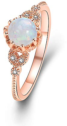 YAZILIND Damen schmuck Ring Rosegold Farbe Vintage Marquise mit Zirkonia Steine mit Opal (16,6)