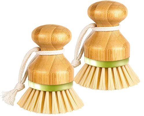 Dish Brush, Premium Dish Scrub Brush Set (Pack of 2), Made by Earth Friendly Recycled Materials, Durable Stiff Bristles Great for Scrubbing All Kinds of Pans, Baking Sheets and Cast Iron Skillet