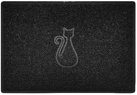 Nicoman CAT Embossed Shape Door Mat Dirt-Trapper Washable Barrier Doormat-(Use Indoor or Sheltered Outdoor)-(90x60cm/3x2ft,Large) Black