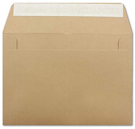 50 gerippte Briefumschläge DIN C6 Braun - 11,4 x 16,2 cm - 100 g/m² Post-umschlag ohne Fenster Haftklebung mit Abziehstreifen - Colours-4-You