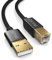 PAXO 1m Nylon USB Druckerkabel, schwarz, USB A Stecker auf USB B, Ladekabel, Datenkabel, Goldstecker