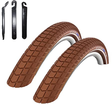 Angebot Set 2 x Schwalbe Big Ben Fahrradreifen Braun mit Reflex 50-622 (28 x 2.00) inkl. maxxi4you Reifenheber