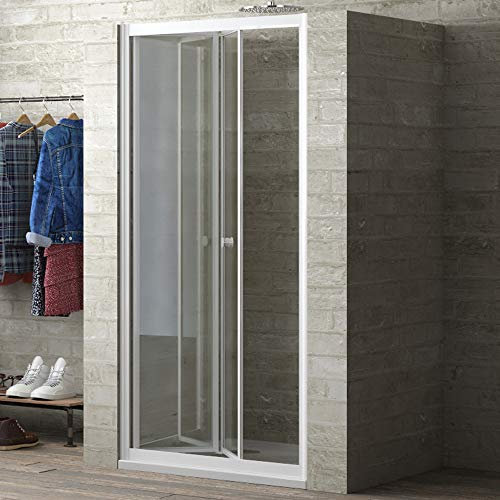 Ogomondo Porta Doccia a Soffietto Book Cristallo Temprato Bianco (1, 71-75xh190 cm Trasparente)