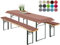 heimtexland ® Bierzeltgarnitur Auflagen Set 3-teilig Tischdecke Bierbankauflage Polster Kissen Biergarnitur Typ698 Braun für Tischmaß 50x220 cm