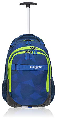 Trolley Jungen Mädchen Schultrolley Elephant Hero Signature Schulranzen Trolly Rucksack (Cyber Camo Blue NEON)
