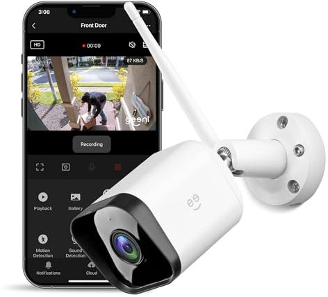 Geeni Hawk 3 HD 1080p Outdoor Security Camera, IP66 Weatherproof WiFi Surveillance with Night Vision, 2-Way Audio, and Motion Detection - Works with Alexa and Google Home, No Hub Required