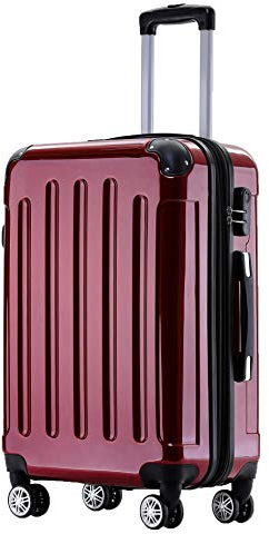 BEIBYE Zwillingsrollen 2048 Hartschale Trolley Koffer Reisekoffer in M-L-XL-Set in 15 Farben (Rot, XL)