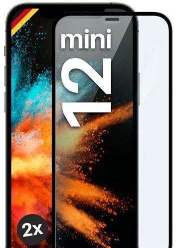 moex Lot de 2 films de protection d'écran en verre incurvé 3D pour Apple iPhone 12 Mini - Noir