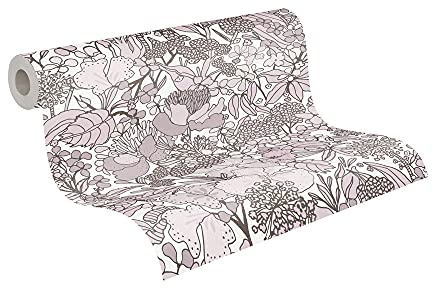 A.S. Création Architects Paper Blumentapete Floral Impression Tapete natürlich PVC-freie Vliestapete creme braun weiß beige matt glatt 377565 37756-5, 10.05 m x 0.53 m