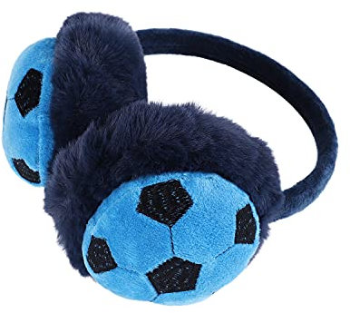 Qchomee Enfants Cache-oreilles Hiver Cache Oreille Peluche Chaud Motif Football 3D Mignon Chauffe-oreilles Epais Anti-froid Cache-oreilles Ski Snowboard Earmuffs Fille Garçon Bleu Royal 24 mois