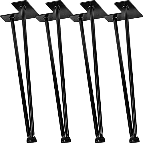 STILISTA 4er Set Hairpin Legs Möbelfüße mit Zwei Stangen 10 bis 70 cm, schwarz oder Silber