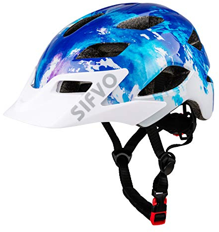 SIFVO Casque de vélo Enfants garçon et Fille 5-14 Ans Casques Velo Enfant pour Cyclisme Skateboard avec visière Amovible (50-57 cm)