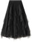 SotRong Tüllrock Damen Karneval Asymmetrisch Midirock Elastisch Hohe Taille Stufendecke Sommerrock Mesh Ballett Hochzeit Party Abschlussball A-Linie Faltenrock Schwarz