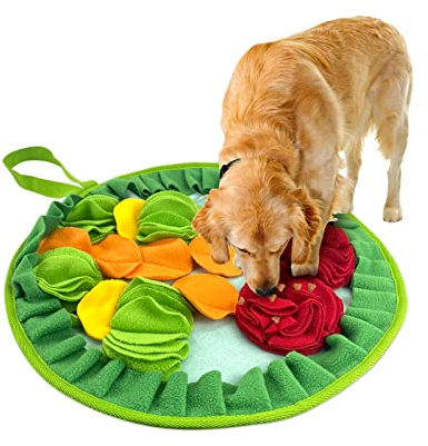 Andiker Tapis à renifler antidérapant avec Corde de Suspension, Tapis à renifler pour Chiens pour consommer de l'énergie et soulager Le Stress, Tapis à renifler(Fleurs Rouges)