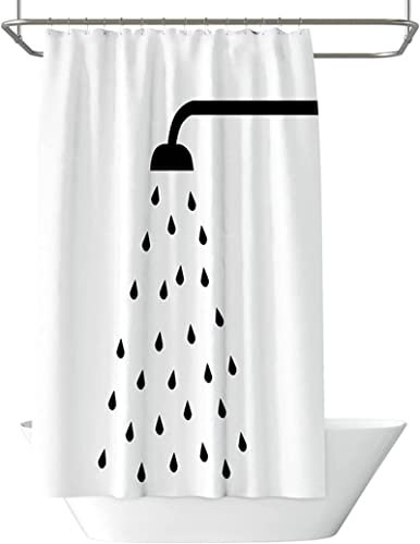 YAZHULUCK Rideaux de Douche en Tissu de Salle de Bain Noir et Blanc, Rideaux de Douche de Baignoire, Rideau de Salle de Bain, Rideaux de Douche Blancs 80x120cm (31.5x47.24in)