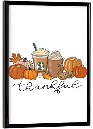 artboxONE Poster mit schwarzem Rahmen 18x13 cm Essen & Trinken Dankbares Herbst-Kürbis-Design - Bild willkommen