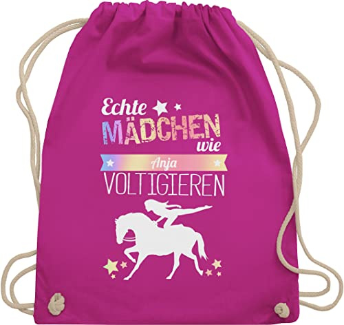 Turnbeutel Rucksack - Pferd Pferde - Echte Mädchen voltigieren Namen - Unisize - Fuchsia - reiten zubehör pferderucksäcke pferden voltigier beutel voltigiertasche pferderucksack pferdemotiv