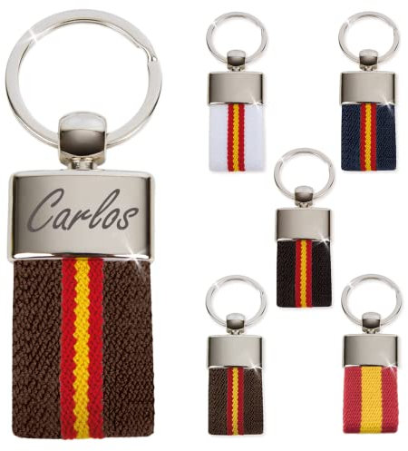 ibera gifts - Llavero Personalizado con Colores de la Bandera Española, Metal y Tela, Llaveros Personalizados y Llaveros Originales, Presentado en Bolsa de Regalo (Marrón)