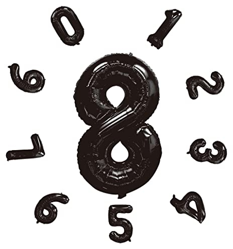 40 Number Balloons,Helium Number 8 Balloons Birthday,Self Inflating Number Balloons,Foil Balloon for Birthday Party,New Year Decoration,Anniversary Decoration,Company Celebration (Black #8)