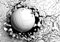wandmotiv24 Fototapete 3D Optik Ball Wanddurchbruch, 200 x 140cm - selbstklebende Strukturtapete, Wanddeko, Wandbild, Wandtapete, Volleyball Wand Steine Beton M6700