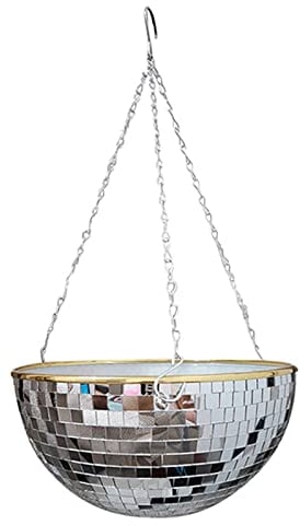 Sakamura Ball Shape Hanging Flower Pot, Mirror Disco Ball Hanging Plant Pots, Disco Ball Plant Planter With Chain, Boho Style Modern Household Garden Decoration