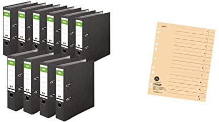 Original DINOR Ordner-Wolkenmarmor-Recycling - Made in Germany. 10er Pack 8 cm breit DIN A4 schwarz Aktenordner & Original Falken 100er Pack Trennblätter. Made in Germany. Aus Recycling-Karton