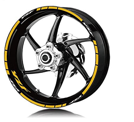 BBAUER Adesivi per Cerchioni Moto Cerchio Decorazione Adesivi Riflettenti Notte Decalcomanie Strisce Pellicola Protettiva per Yamaha YZF Yz (Color : Jaune)