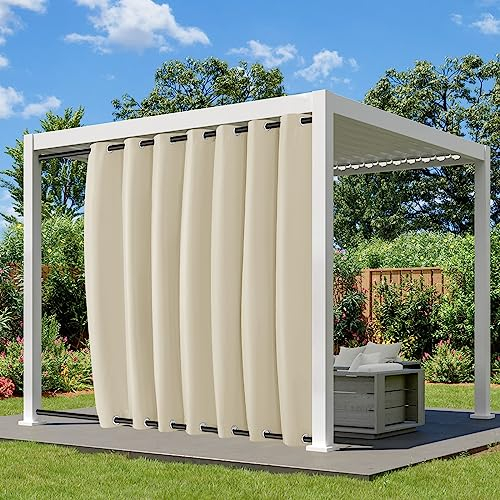 Lapalife Outdoor Vorhang Wasserdichter extra breit Oben und unten mit Ösen,B254XH274cm Wetterfest Outdoor-Verdunklungsvorhänge 1 Stück für Garten Terrasse Pavillon Veranda Balkon