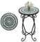 RELAX4LIFE Garden Side Table, Mosaic Round Coffee End Table with Ceramic Tile Tabletop, Indoor Outdoor Plant Flower Holder Stand for Patio Balcony Porch (Black+Grey, 30 x 50cm)